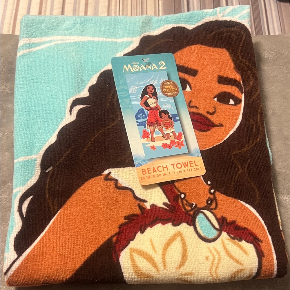 Disney Moana Cotton Beach Towel - Brown and Blue set of two - Picture 3 of 5
